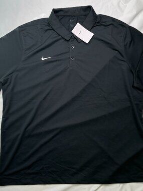 Nike Dri-FIT Men's 3XL Polo Black Shirt Golf Football Logo NWT